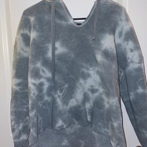 Blue-Gray Tye Dye Pullover Hooded Sweatshirt